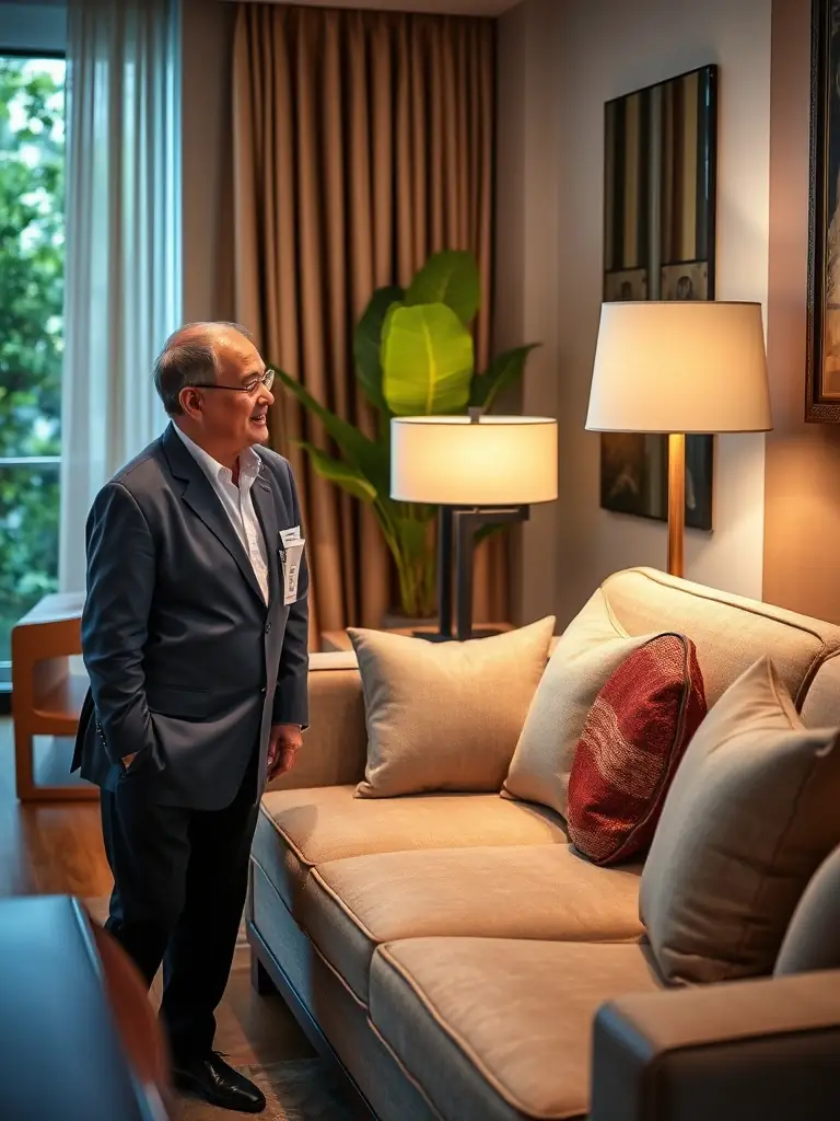 A TAKECARE CLINIC doctor visiting a patient in a luxurious Phuket hotel room, highlighting the convenience of hotel call visits.