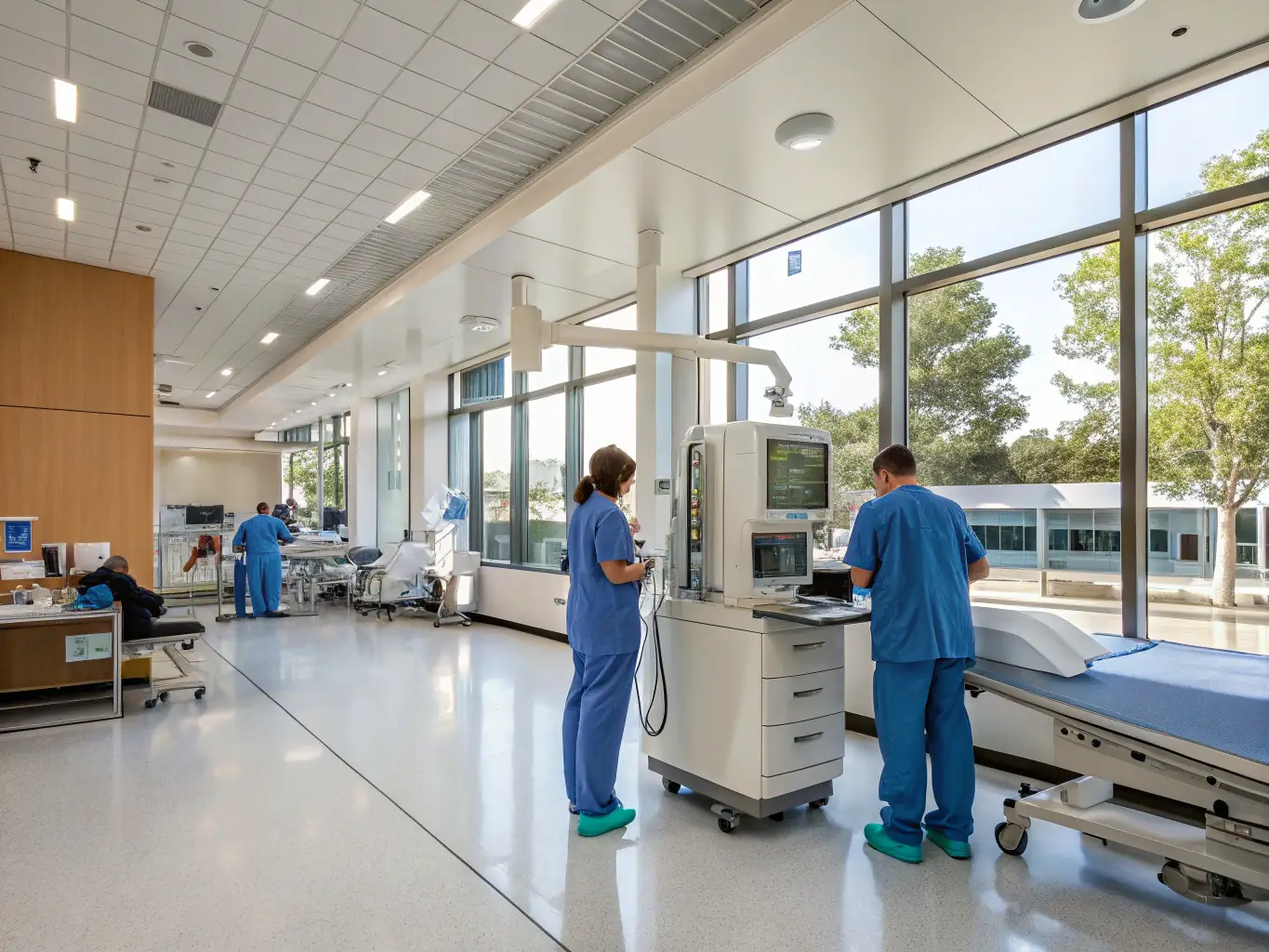 A contemporary clinic interior in Bangtao, Phuket, featuring advanced medical equipment and a professional healthcare team.